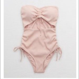 Aerie Ribbed Cut Out One Piece Bathing Suit